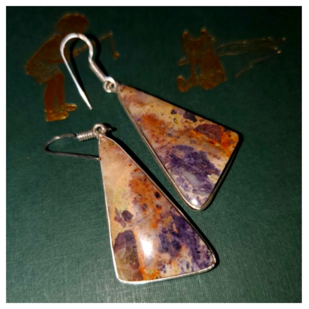 Amethyst & Jasper Art Deco earrings